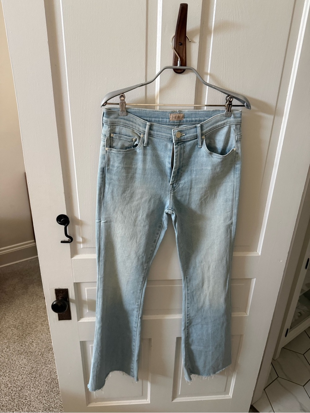 MOTHER Light Blue Flare Jeans — Wide-Leg Denim